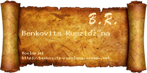 Benkovits Ruszlána névjegykártya